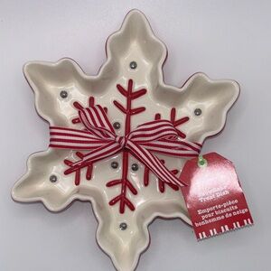 Hallmark Snowflake Dish with Red and White Accents